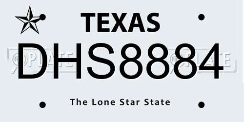 DHS8884 Texas License Plate