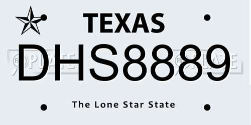 DHS8889 Texas License Plate