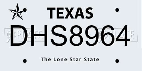 DHS8964 Texas License Plate
