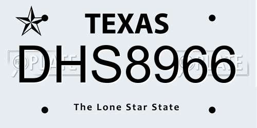 DHS8966 Texas License Plate