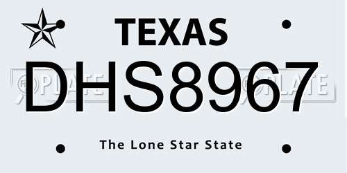 DHS8967 Texas License Plate