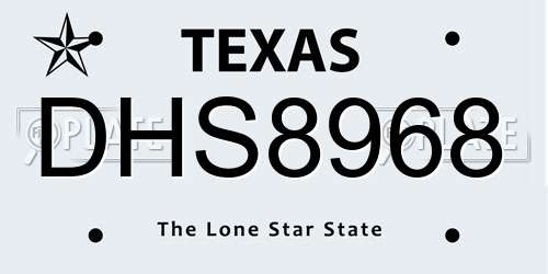 DHS8968 Texas License Plate