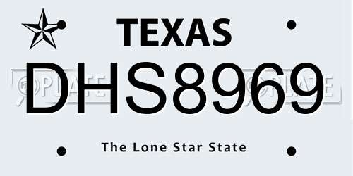 DHS8969 Texas License Plate