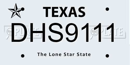 DHS9111 Texas License Plate