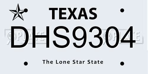 DHS9304 Texas License Plate
