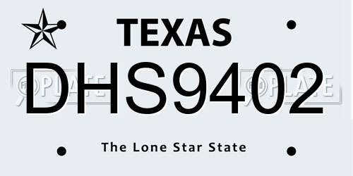 DHS9402 Texas License Plate