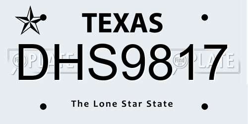 DHS9817 Texas License Plate