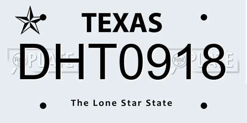 DHT0918 Texas License Plate