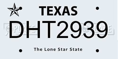 DHT2939 Texas License Plate