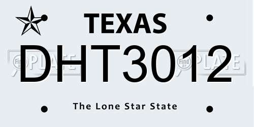 DHT3012 Texas License Plate