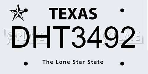 DHT3492 Texas License Plate