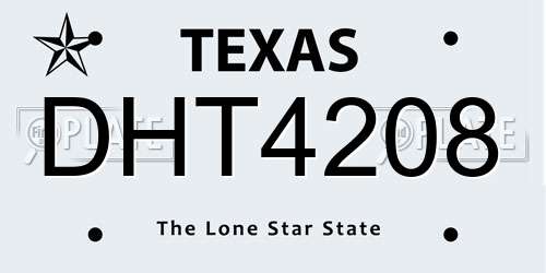 DHT4208 Texas License Plate