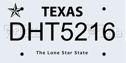 DHT5216 Texas License Plate