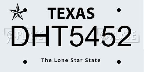 DHT5452 Texas License Plate