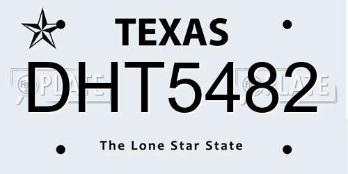 DHT5482 Texas License Plate