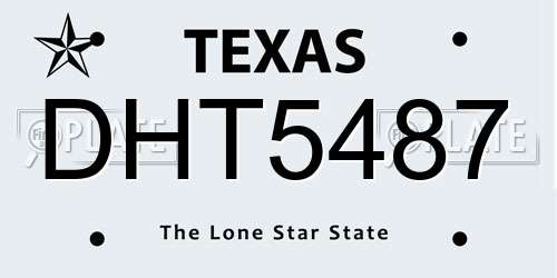 DHT5487 Texas License Plate