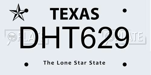 DHT629 Texas License Plate