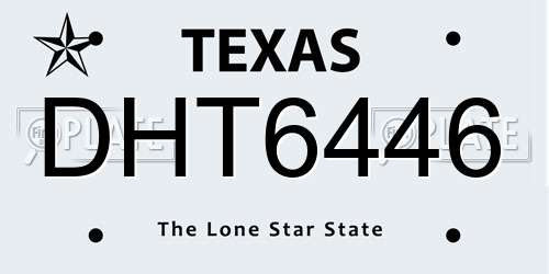DHT6446 Texas License Plate