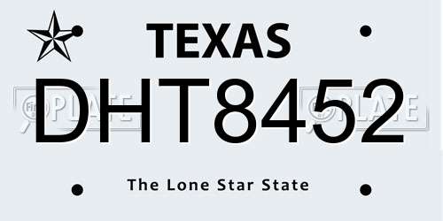 DHT8452 Texas License Plate