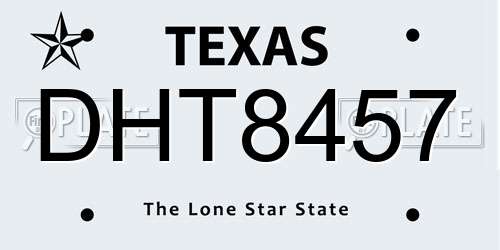 DHT8457 Texas License Plate