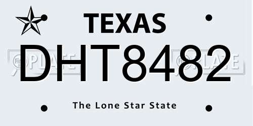 DHT8482 Texas License Plate