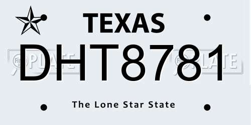 DHT8781 Texas License Plate