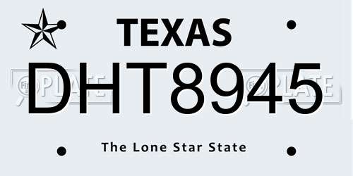 DHT8945 Texas License Plate