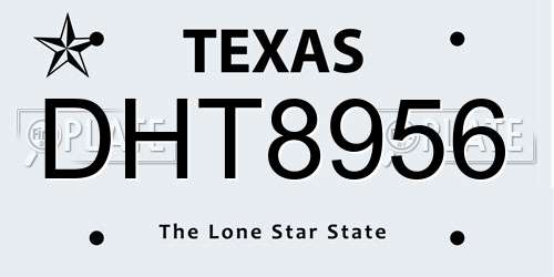 DHT8956 Texas License Plate