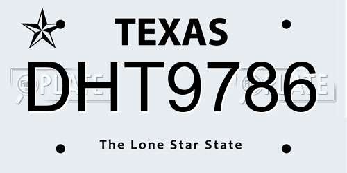 DHT9786 Texas License Plate