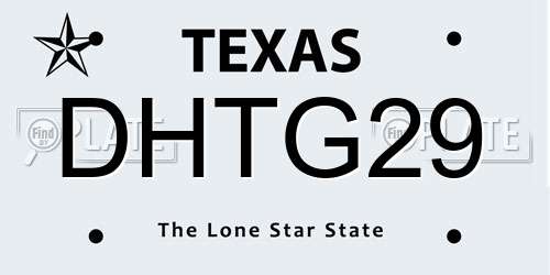 DHTG29 Texas License Plate