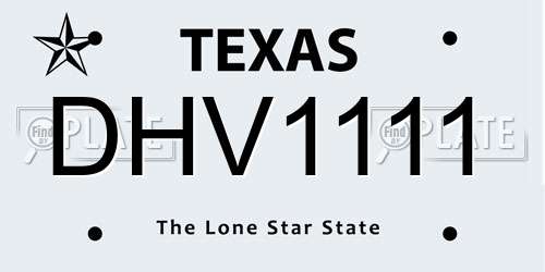 DHV1111 Texas License Plate