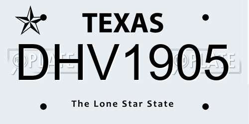 DHV1905 Texas License Plate