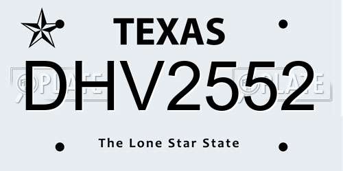 DHV2552 Texas License Plate