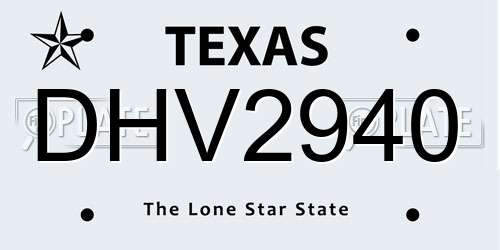DHV2940 Texas License Plate