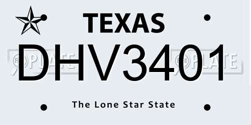 DHV3401 Texas License Plate