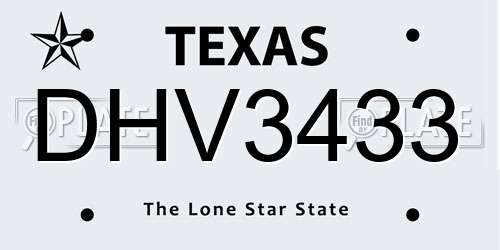 DHV3433 Texas License Plate