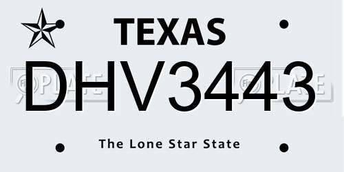 DHV3443 Texas License Plate