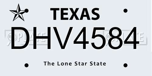 DHV4584 Texas License Plate