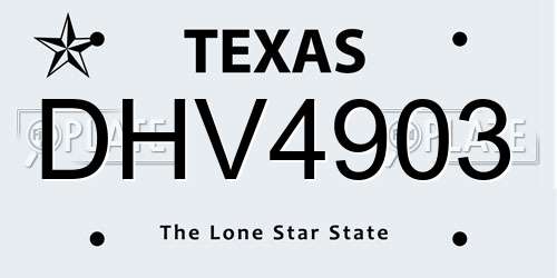 DHV4903 Texas License Plate