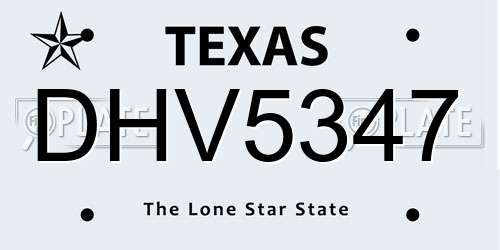 DHV5347 Texas License Plate