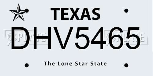 DHV5465 Texas License Plate