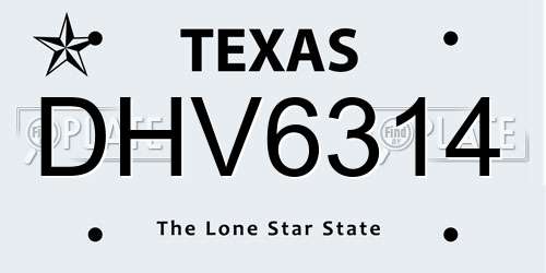 DHV6314 Texas License Plate