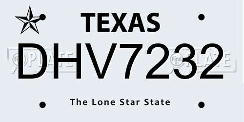 DHV7232 Texas License Plate
