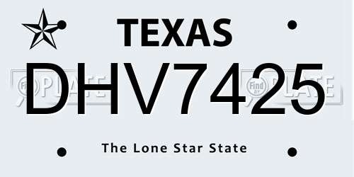DHV7425 Texas License Plate