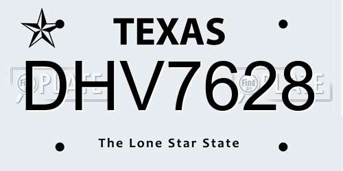 DHV7628 Texas License Plate