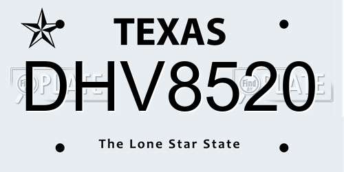 DHV8520 Texas License Plate