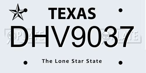 DHV9037 Texas License Plate