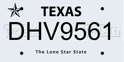 DHV9561 Texas License Plate