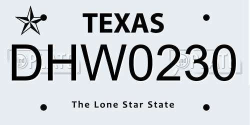 DHW0230 Texas License Plate