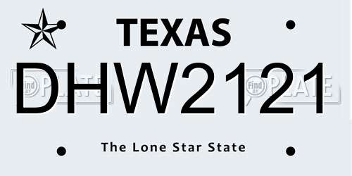 DHW2121 Texas License Plate